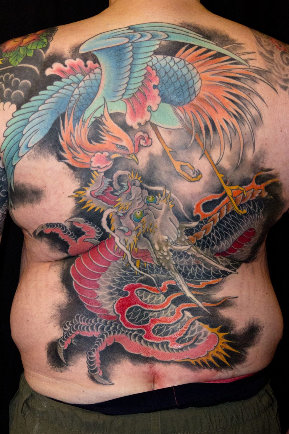 Backpiece Birds Dragons Japanese Tattoo