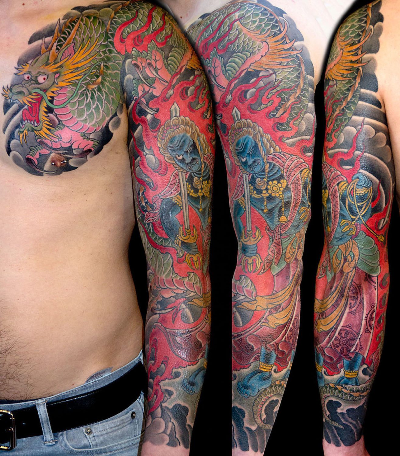 Dragons Japanese Religious/Spiritual Sleeve Tattoo