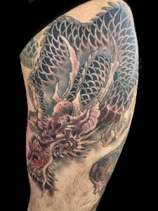 Black & Grey Dragons Japanese Tattoo