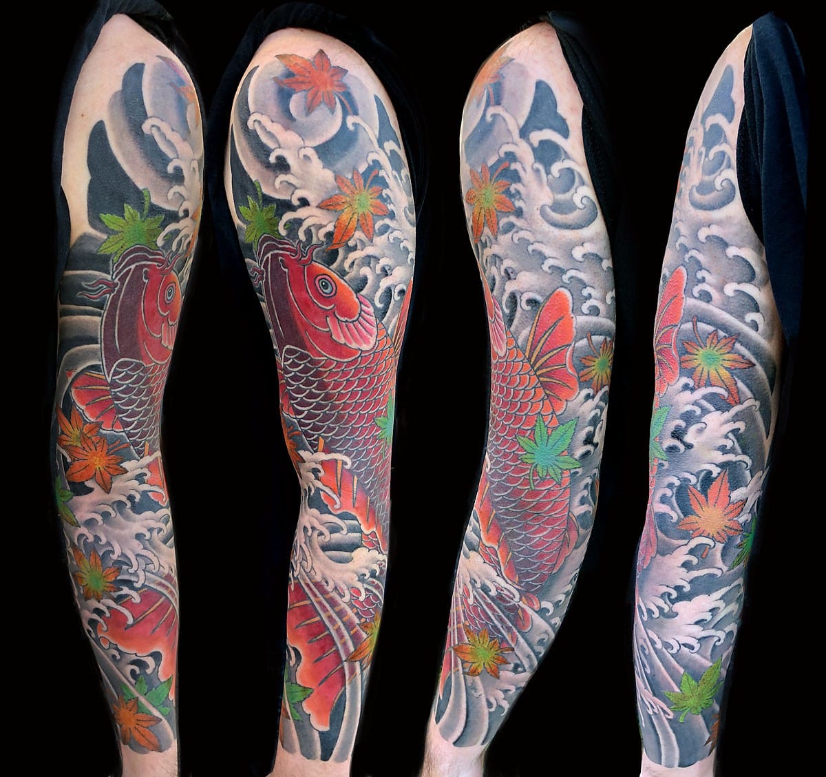 Japanese Koi Sleeve Tattoo.