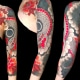 Animals Arm Flowers Japanese Sleeve snake Tattoo