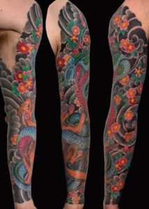 Animals Japanese Sleeve snake Tattoo