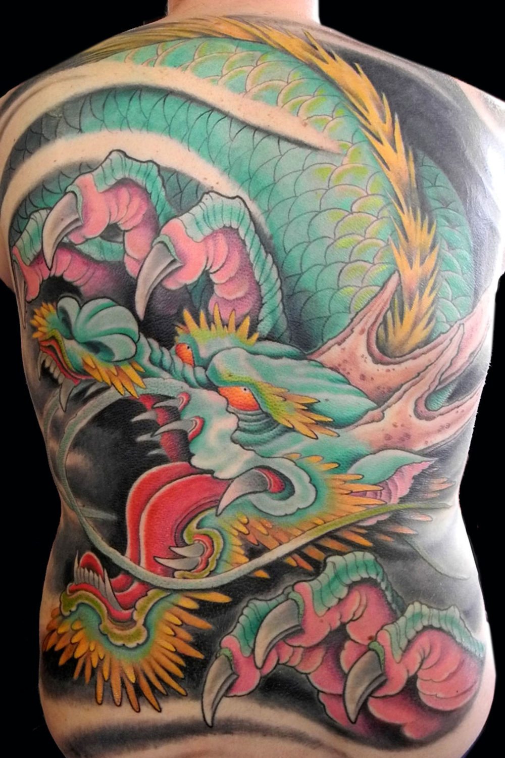 Backpiece Dragons Japanese Tattoo