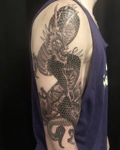 Arm Black & Grey Dragons Japanese Tattoo