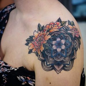 Arm Flowers Shoulder Tattoo