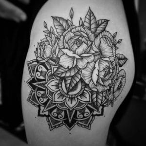 Dotwork Flowers Tattoo