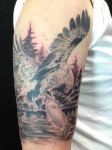 Black & Grey Hawks/Eagles Tattoo