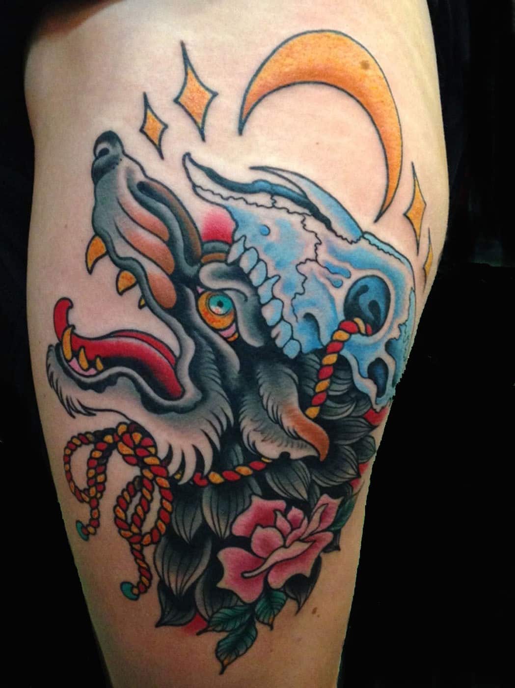 Traditional/Americana Wolf Tattoo