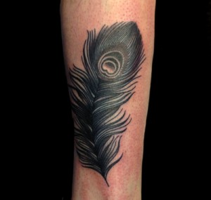 Birds Black & Grey Blackwork Leg Tattoo