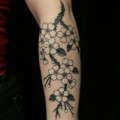 Black & Grey Blackwork Flowers Japanese Tattoo