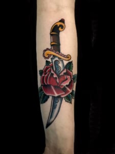Arm dagger Flowers Traditional/Americana Tattoo