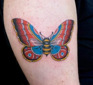 Butterfly Leg Traditional/Americana Tattoo