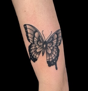 Arm Black & Grey Butterfly Traditional/Americana Tattoo