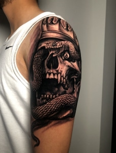 Arm Black & Grey Dark/Horror Realistic/Realism Skull Tattoo