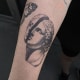 Arm Black & Grey Blackwork Dotwork Girl Head Realistic/Realism Woman Tattoo